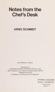 Cover of Notes from the chef's desk by Schmidt, Arno