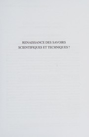 Front cover of Renaissance des savoirs scientifiques et techniques? by Laurent Pinon