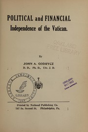 Front cover of Political and financial independence of the Vatican by J. Godrycz