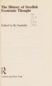 Front cover of History of Swedish Economic Thought by Bo Sandelin