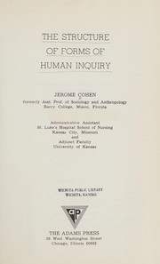Front cover of The structure of forms of human inquiry by Jerome Cohen