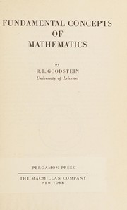 Front cover of Fundamental concepts of mathematics by R. L. Goodstein