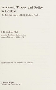 Cover of Economic theory and policy in context by R. D. Collison Black