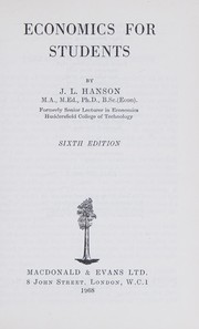 Cover of Economics for students by J. L Hanson