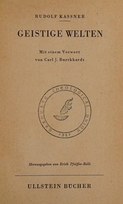 Cover of Geistige Welten by Rudolf Kassner