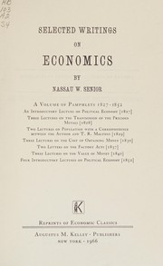 Front cover of Selected writings on economics by Nassau William Senior