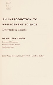 Cover of An introduction to management science by Daniel Teichroew