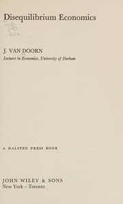 Front cover of Disequilibrium economics by Joost Van Doorn