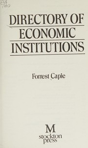 Front cover of Directory of economic institutions by Capie, Forrest.