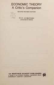 Front cover of Economic theory by Marcel Alfons Gilbert van Meerhaeghe