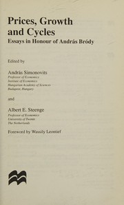 Front cover of Prices, growth, and cycles by András Bródy