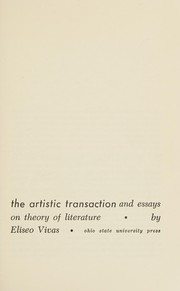 Cover of The artistic transaction by Eliseo Vivas