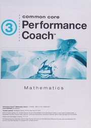 Cover of Common Core Performance Coach Grade 3 Mathematics by Unknown