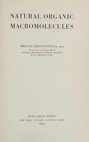 Cover of Natural organic macromolecules by B. Jirgensons