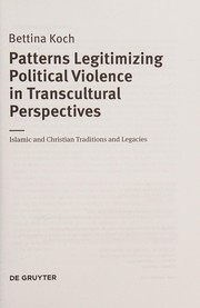 Front cover of Patterns Legitimizing Political Violence in Transcultural Perspectives by Bettina Koch