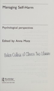 Cover of MANAGING SELF-HARM by Anna Motz