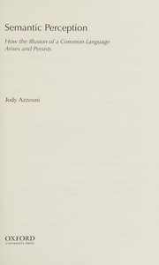 Cover of Semantic Perception by Jody Azzouni