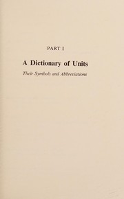 Front cover of Dictionary of quantities and units by J. V. Drazil