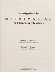 Front cover of Investigations in Mathematics for elementary teachers by DeAnn M. Huinker