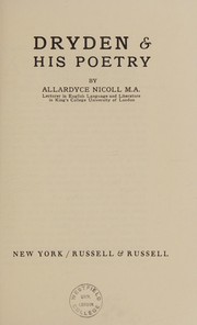 Front cover of Dryden & his poetry by Allardyce Nicoll