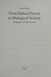 Front cover of From ethical person to dialogical society by Janez Juhant