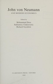 Front cover of John Von Neumannand modern economics by Mohammed Dore