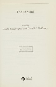 Cover of The ethical by Edith Wyschogrod