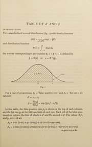 Cover of Table of d' and [beta] by P. R. Freeman