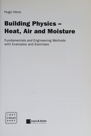 Front cover of Building physics--heat, air and moisture by Hugo S. L. C. Hens