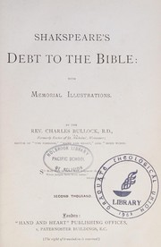 Front cover of Shakspeare's debt to the Bible by Bullock, Charles