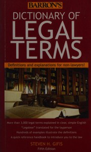 Front cover of Barron's dictionary of legal terms by Steven H. Gifis