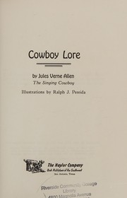 Cover of Cowboy lore by Jules Verne Allen