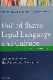 Front cover of United States Legal Language and Culture by Teresa Kissane Brostoff