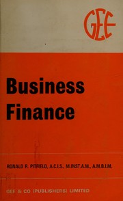 Front cover of Business finance by Ronald R. Pitfield