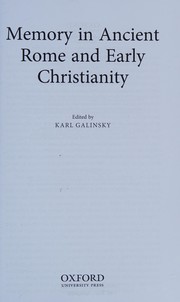 Cover of Memory in Ancient Rome and Early Christianity by Karl Galinsky