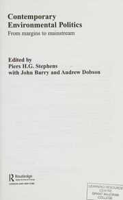 Front cover of Contemporary environmental politics by Barry, John