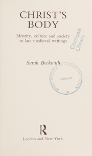 Cover of Christ's body by Sarah Beckwith