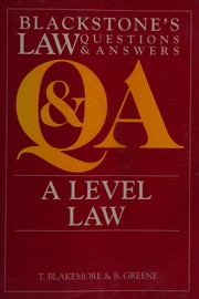 Cover of "A" level law by Timothy Blakemore