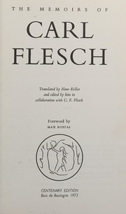 Front cover of The memoirs of Carl Flesch by Carl Flesch