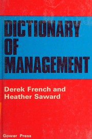 Front cover of Dictionary of management by Derek French
