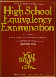 Front cover of Developing skills for the high school equivalency examination (GED) in mathematics by Shirley O. Hockett