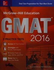 Front cover of McGraw Hill Education GMAT 2016 by Sandra K. McCune