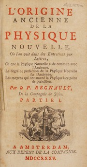 Cover of L' origine ancienne de la physique nouvelle by Regnault Père