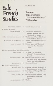 Front cover of Yale French Studies, 80: Baroque Topographies by Timothy Hampton