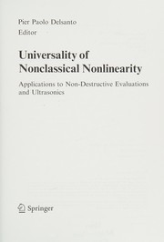 Front cover of Universality of nonclassical nonlinearity by Pier Paolo Delsanto