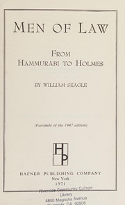 Cover of Men of law, from Hammurabi to Holmes by William Seagle