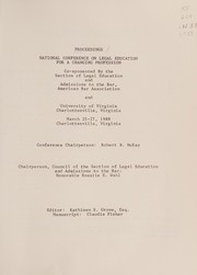 Front cover of Proceedings, National Conference on Legal Education for a Changing Profession by National Conference on Legal Education for a Changing Profession (1988 Charlottesville, Va.)