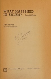 Cover of What happened in Salem? by David Levin