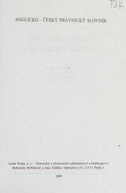 Front cover of English-Czech Law Dictionary by M. Bocankova