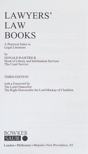 Front cover of Lawyers' law books by Donald Raistrick